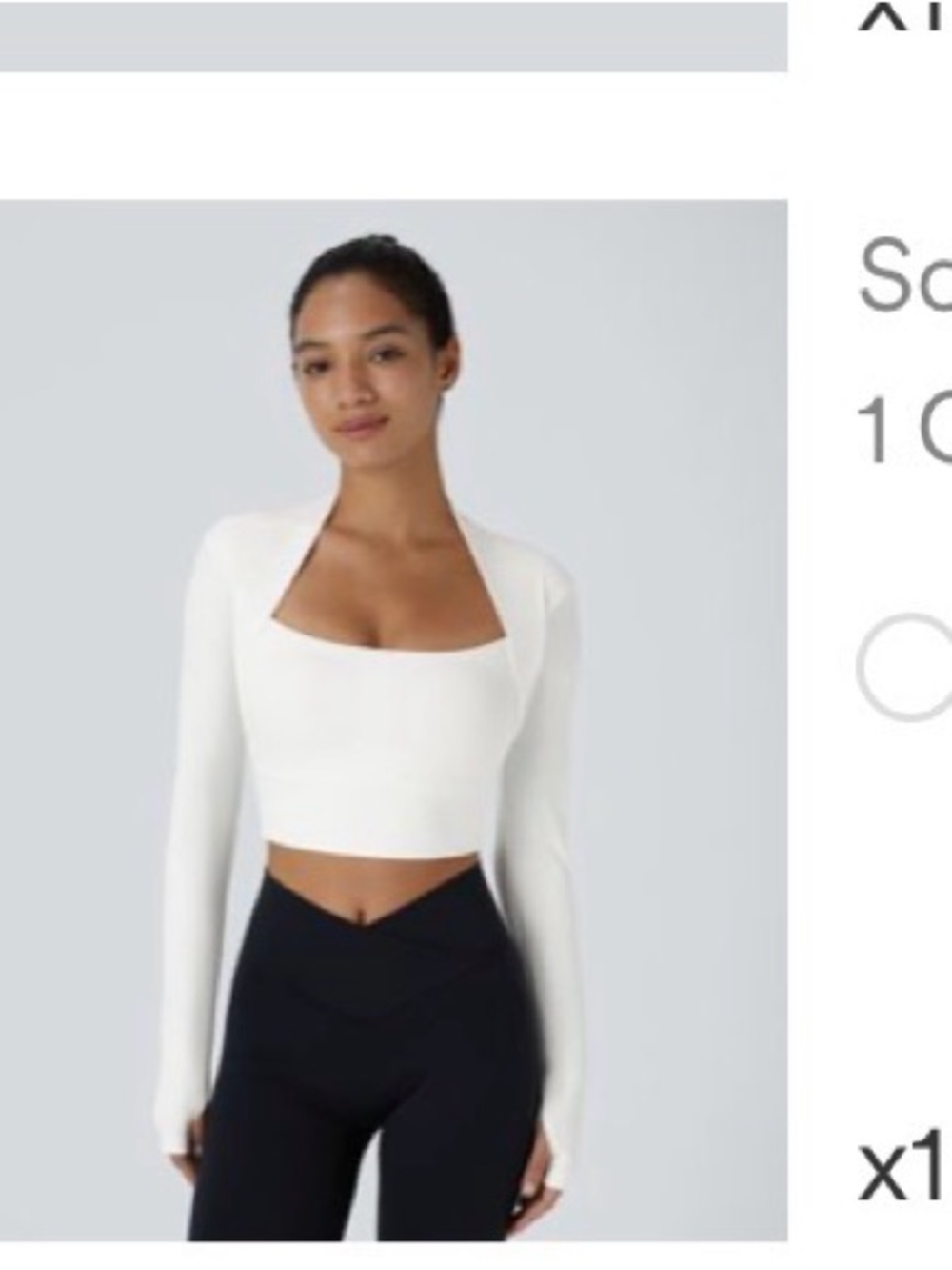 HALARA softly zero White Long Sleeve Cropped Top